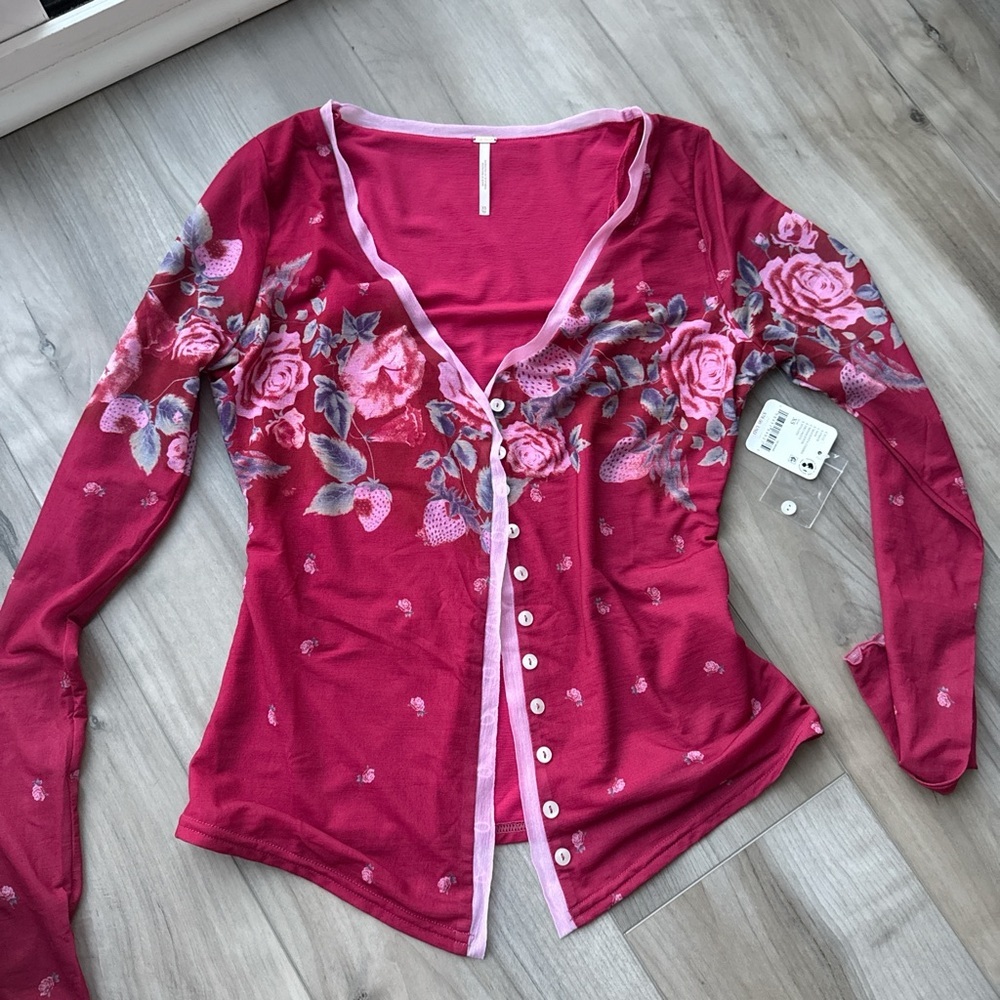 Free People long sleeve floral blouse new with tags size xs